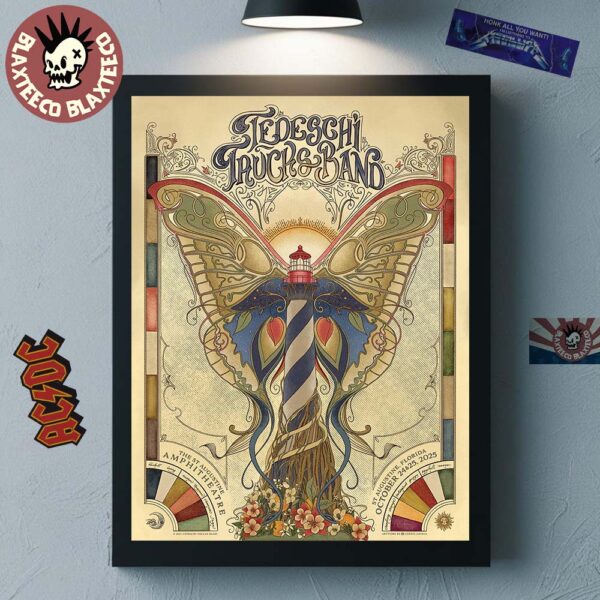 Tedeschi Trucks Band St Augustine Florida 2025 Event Poster At The St Augustine Amphitheatre On October 24 And 25 2025 Home Decor Poster Canvas
