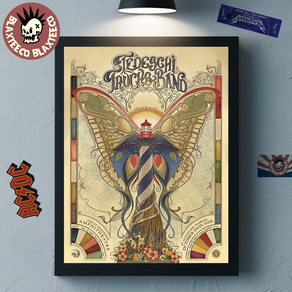 Tedeschi Trucks Band St Augustine Florida 2025 Event Poster At The St Augustine Amphitheatre On October 24 And 25 2025 Home Decor Poster Canvas