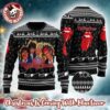 Rolling Stones Big Santa Tongue Logo With Snowy Pattern Knitted Retro Red Ugly Christmas Sweater