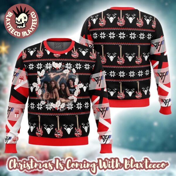 Van Halen Band Photo Xmas Wreath Holiday Gifts 2025 Ugly Christmas Sweater