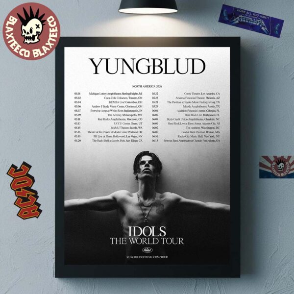 Yungblud Idols The World Tour North America 2026 Schedule Dates Home Decor Poster Canvas