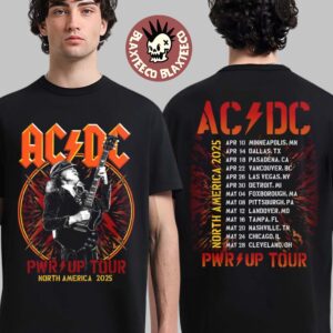 ACDC Angus Bolts PWR UP Tour North America 2025 Tour Dates Two Sides Unisex T-Shirt