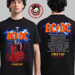 ACDC Angus Gibson Electric Guitar PWR UP North America Tour 2025 Two Sides Unisex T-Shirt