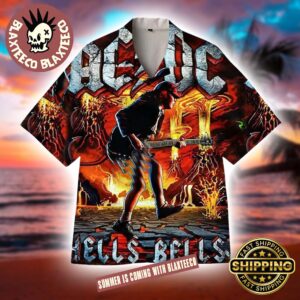 ACDC Angus Young Hells Bells Blaze 2025 Summer Hawaiian Shirt