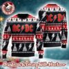 ACDC Big Logo Thunder With Horns Holiday Pattern Red And White Ugly Christmas Sweater
