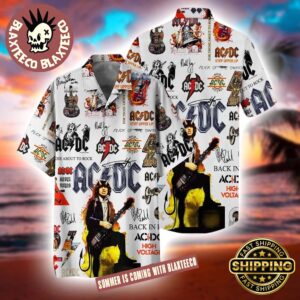 ACDC Band Symbols Collage Angus Young White Summer Hawaiian Shirt