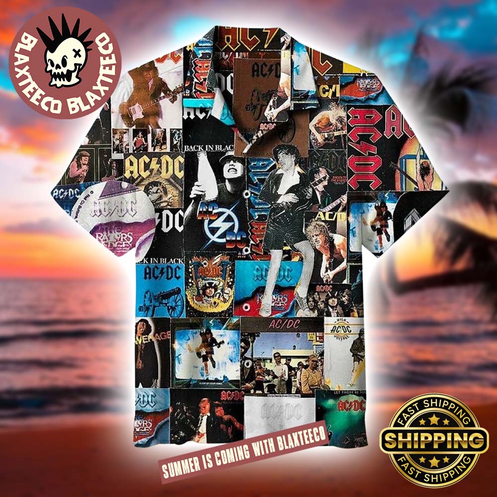 ACDC Collage Photos Retro Style Summer Hawaiian Shirt Gift For Fans