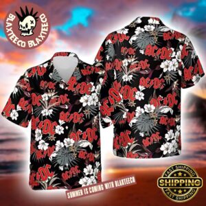 ACDC Floral Hibicus And Logo 2025 Summer Hawaiian Shirt