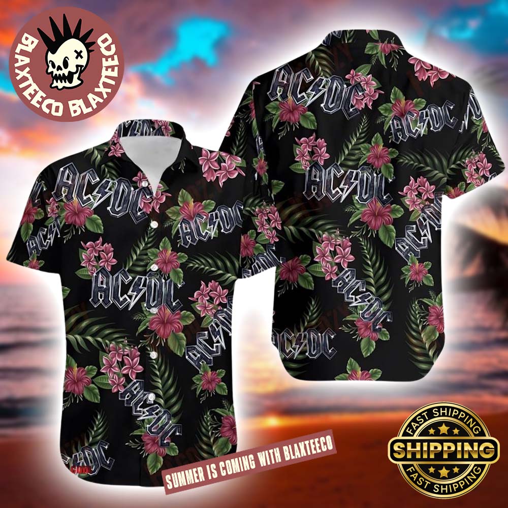ACDC Floral Tropical Logo Pattern Summer Hawaiian Shirt