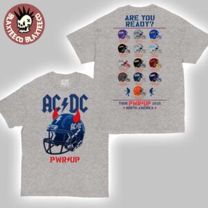 ACDC Football Team Helmets PWR UP Tour North America 2025 Cities Helmets Two Sides Unisex T-Shirt