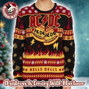 ACDC Hells Bells Band Iconic Logo And Symbols Official Knitted Ugly Christmas Sweater