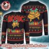 ACDC Logo With Snowflakes And Reindeer Pattern Black And Red Christmas Ugly Sweater