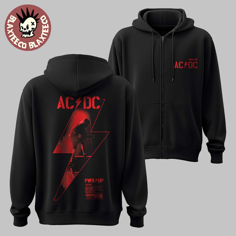 ACDC PWR Up Australia 2025 Angus Lightning Bolt PWR UP Tour Zip Hoodie ACDC PWR Up Australia 2025 Angus Lightning Bolt PWR UP Tour Zip Hoodie