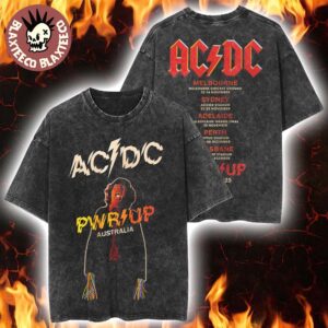 ACDC PWR Up Australia 2025 Angus Young Powerage PWR UP Tour With Dates Back Retro Washed T-Shirt