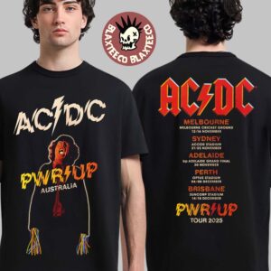 ACDC PWR Up Australia 2025 Angus Young Powerage PWR UP Tour With Dates Back Two Sided T-Shirt