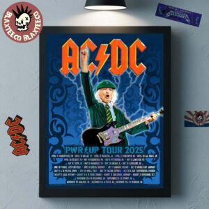ACDC PWR Up Australia Tour 2025 Angus Young Electric With Tour Dates Home Decor Poster Canvas