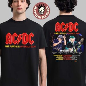 ACDC PWR Up Tour Australia 2025 City Dates With Special Guests Lineup Angus Young And Brian Johnson Photo T-Shirt