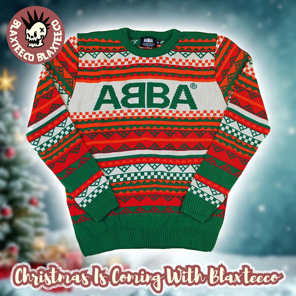 Abba Logo In Brocade Motifs Colorful Pattern Gift For Fans 2025 Personalized Ugly Christmas Sweater Abba Logo In Brocade Motifs Colorful Pattern Gift For Fans 2025 Personalized Ugly Christmas Sweater