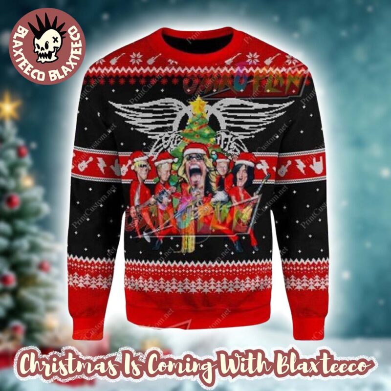Aerosmith Band Photo Caricature Style Xmas 2025 Ugly Christmas Sweater MGfqt gxtvs6.jpg