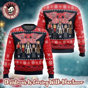 Aerosmith Band Pixel Style Knitted Ugly Christmas Sweater