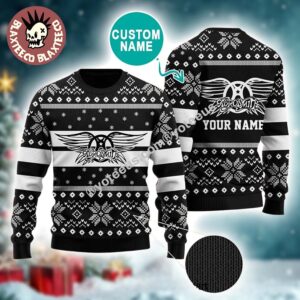 Aerosmith Classic Logo Personalized Knitted Black Ugly Christmas Sweater 2025