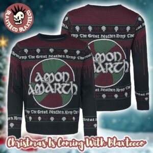 Amon Amarth The Great Heathen Army Big Logo Bravado Knitted Holiday Ugly Christmas Sweater Jumper