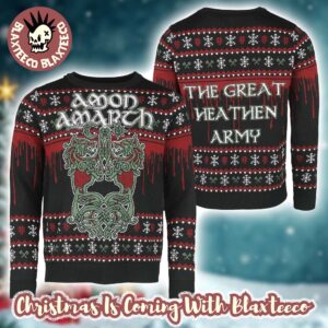 Amon Amarth The Great Heathen Army Twin Viking Dragons Knotwork Knitted Ugly Christmas Sweater