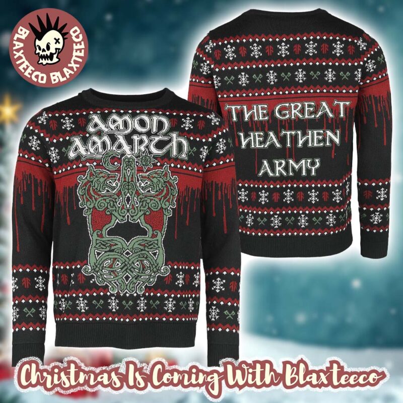 Amon Amarth The Great Heathen Army Twin Viking Dragons Knotwork Knitted Ugly Christmas Sweater 9tKum tmqesg.jpg