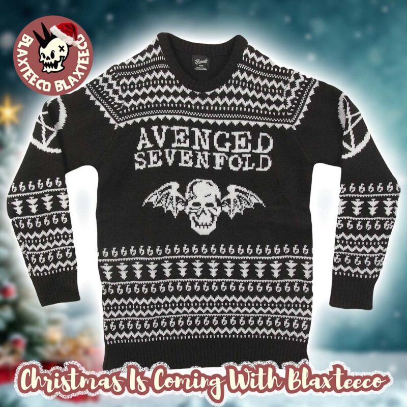 Avenged Sevenfold Black And White Beathbat And Logo Knitted Christmas Ugly Sweater 305Vt p4j460.jpg