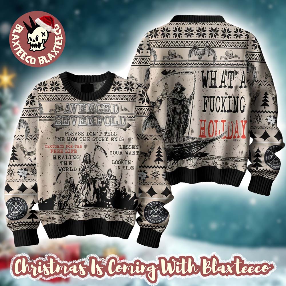 Avenged Sevenfold What A Fucking Holiday Please Don't Tell Me How The Story Ends Ugly Christmas Sweater