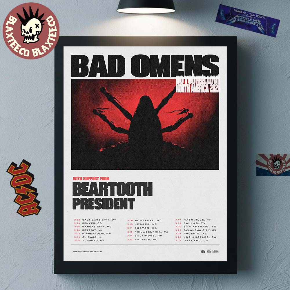 Bad Omens Do You Feel Love North America 2026 Tour City Dates Home Decor Poster Canvas