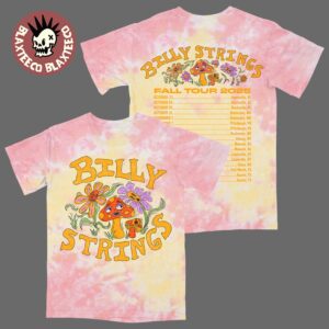 Billy Strings Breast Cancer Awareness Exclusive Fall Tour 2025 North American Mushroom Tee with Dates Tie Dye T-Shirt