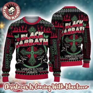 Black Sabbath Rock Sabbath Bloody Sabbath Inverted Cross Black And Red Ugly Christmas Sweater