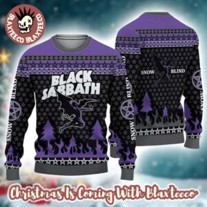 Black Sabbathh Ozzy Osbourne Dracula Snow Blind Satan Star Black And Purple Knitted Ugly Christmas Sweater