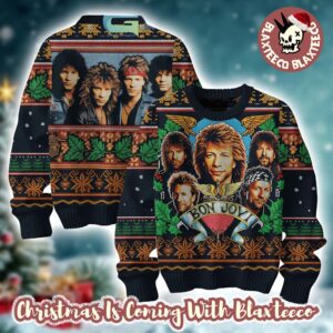 Bon Jovi Band Photo Retro Style Ugly Christmas Sweater