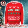 Bon Jovi Snowflakes Pattern Knitted Black And Blue Splitted Ugly Christmas Sweater