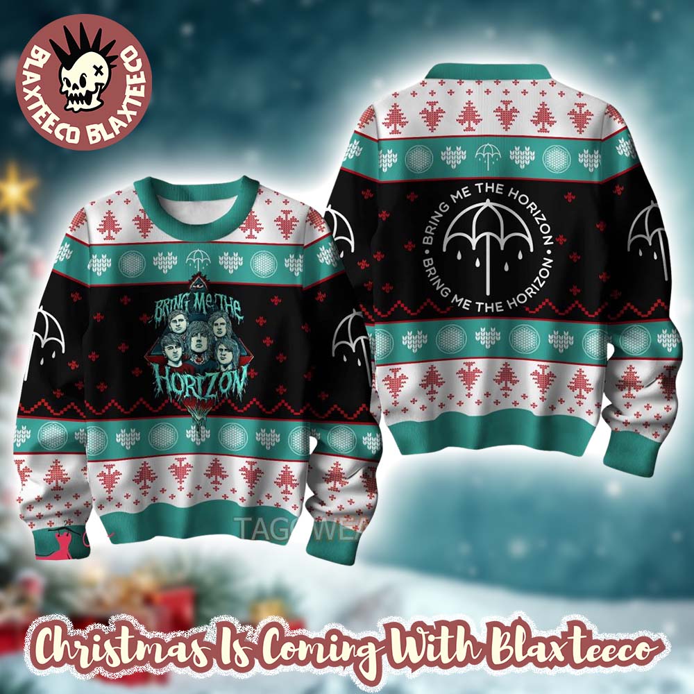 Bring Me The Horizon Band Illustrator Umbrella Signature Ugly Christmas Sweater