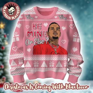Chris Brown Be Mine Or Else Knitted Pink Ugly Christmas Sweater