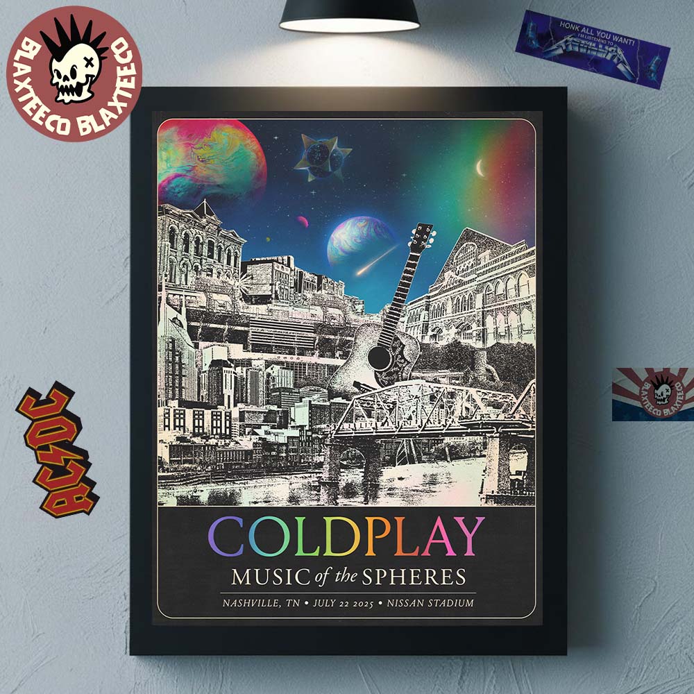 Coldplay Nashville Tennessee Music Of The Spheres 2025 Tour Poster At Nissan Stadium On July 22 2025 Home Decor Poster Canvas