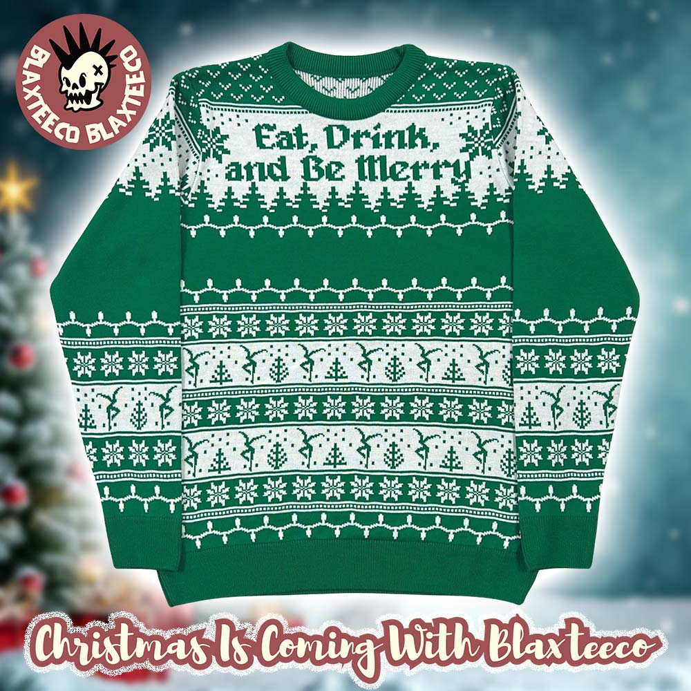 Dave Matthews Band Eat Drink And Be Merry Christmas Knitted Green Ugly Christmas Sweater