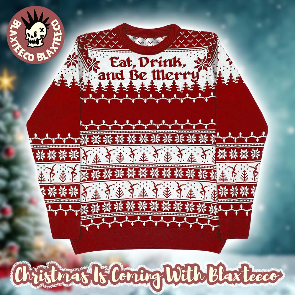 Dave Matthews Band Eat Drink And Be Merry Christmas Knitted Red Ugly Christmas Sweater