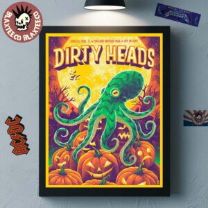 Dirty Heads Pinellas Park Florida 2025 Show Poster At England Brothers Park On October 26 2025 The Octopus And The Pumpkins Halloween 2025 Art Poster Canvas