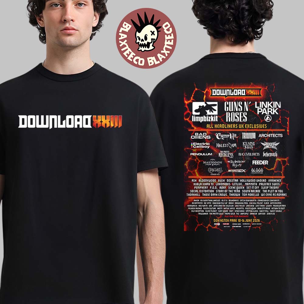 Download Festival XXIII 2026 Donington Park UK Lineup From 10-14 June 2026 Two Sided T-Shirt Download Festival XXIII 2026 Donington Park UK Lineup From 10-14 June 2026 Two Sided T-Shirt