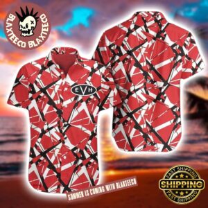 Eddie Van Halen Signature Button Up Red Hawaiian Shirt