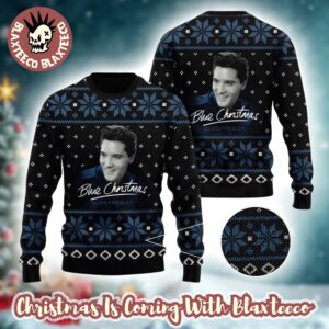 Elvis Presley Blue Christmas Tribute Black Ugly Christmas Sweater
