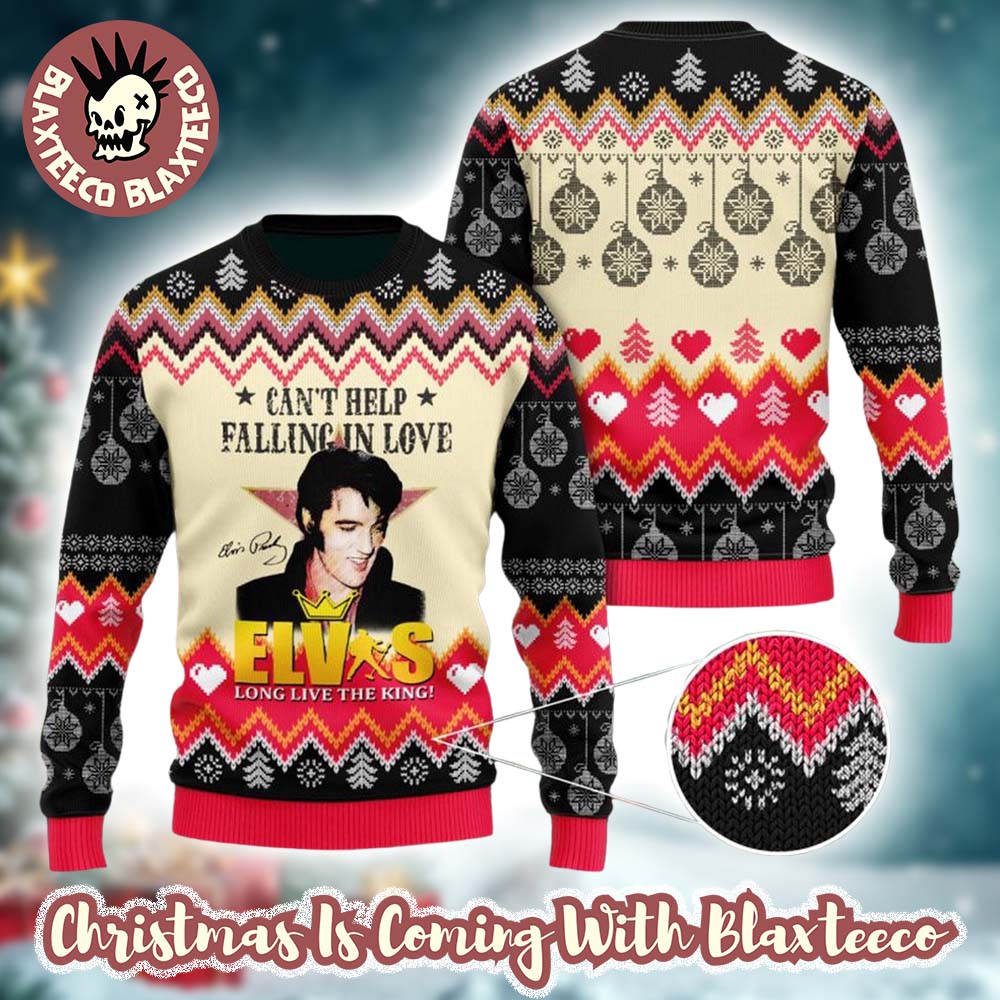 Elvis Presley Long Live The King Gift For Fans Can't Help Falling In Love 2025 Ugly Christmas Sweater Elvis Presley Long Live The King Gift For Fans Can't Help Falling In Love 2025 Ugly Christmas Sweater