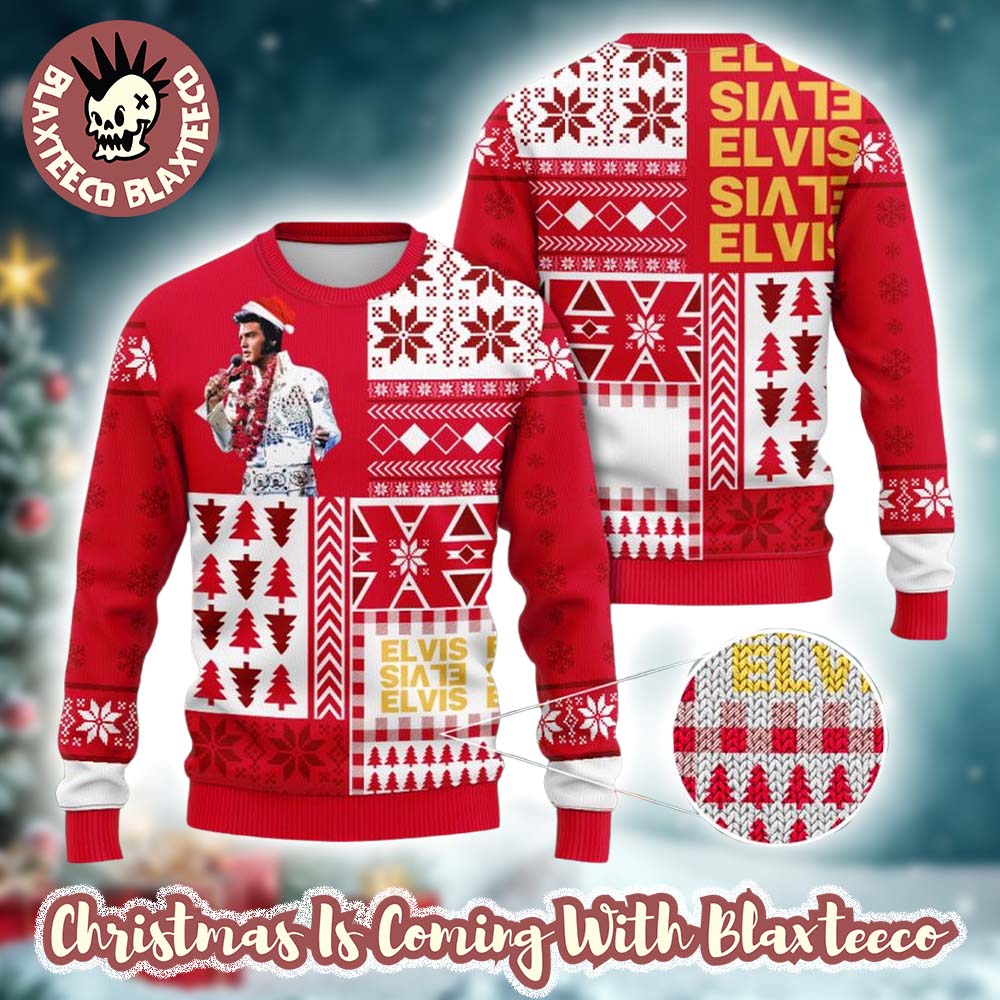 Elvis Presley Rock Roll Retro Style Holiday 2025 Ugly Christmas Sweater Elvis Presley Rock Roll Retro Style Holiday 2025 Ugly Christmas Sweater