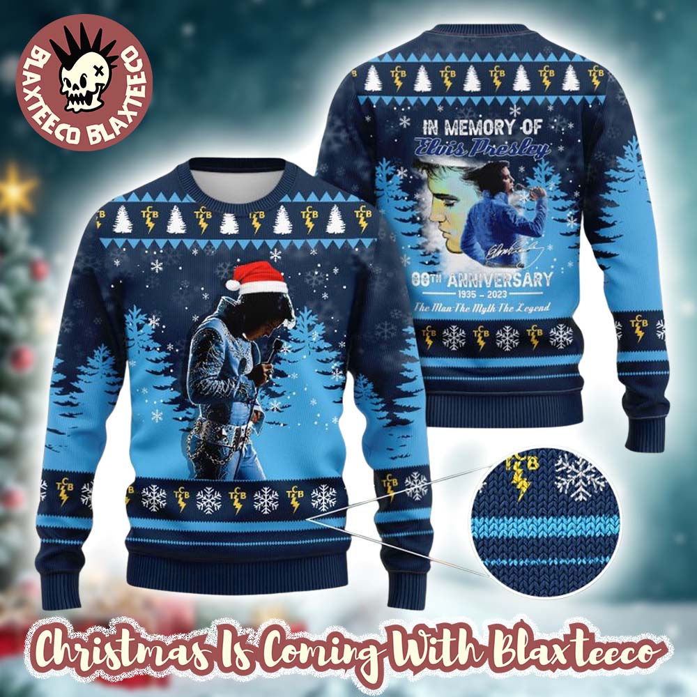 Elvis Presley The Man The Myth The Legend In Memory Of Elvis Presley Christmas Sweater Elvis Presley The Man The Myth The Legend In Memory Of Elvis Presley Christmas Sweater