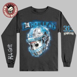 Eminem x Detroit Lions Hockey Mask And Helmet All Grit 313 Longsleeve Tee