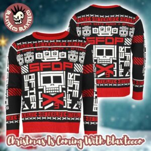 Five Finger Death Punch Afterlife Signature Symbol Knitted Black And Red Holiday Ugly Christmas Sweater